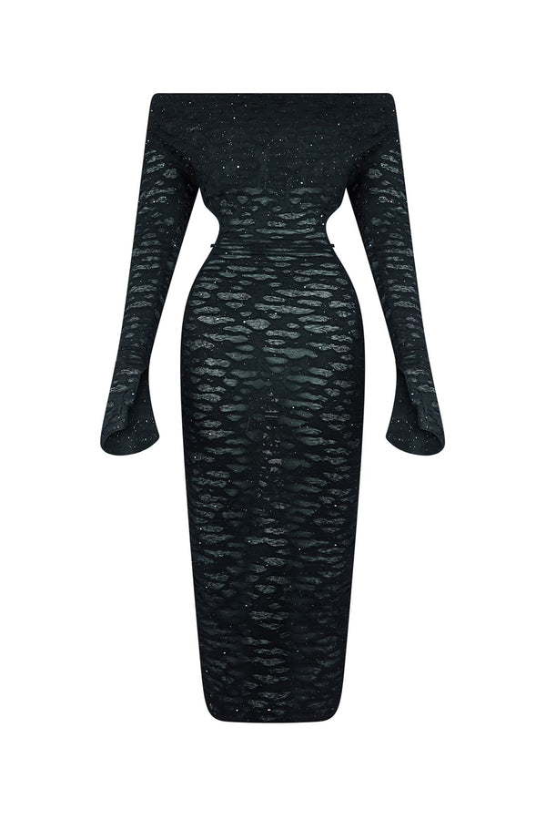 Breathtaking Off Shoulder Mesh Dress Dresses EDGE Small Black